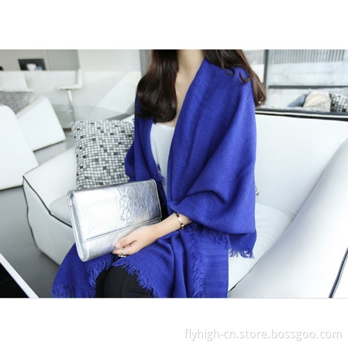 Dark Blue Fashion Long Style Cotton Shawl